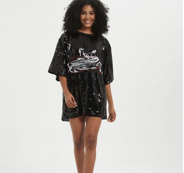 

new women casual dresses luxury g letter designer sequin style commuter casual women's dress, Black;gray