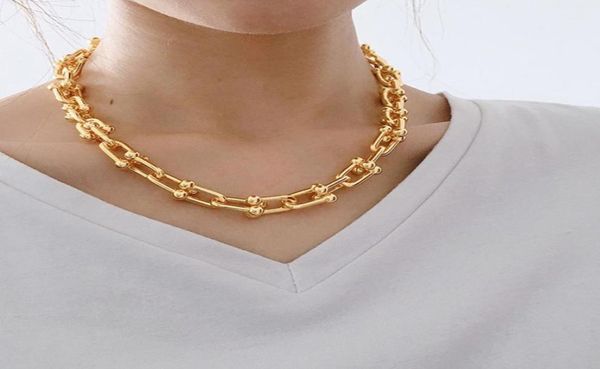 

2021 new punk necklace for women hip hop thick short chain clavicle stainless steel luxury jewelry gift designer 502524, Silver