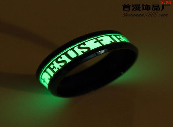 

new jesus character nightlight ring fashion stainless steel ring1329632, Silver