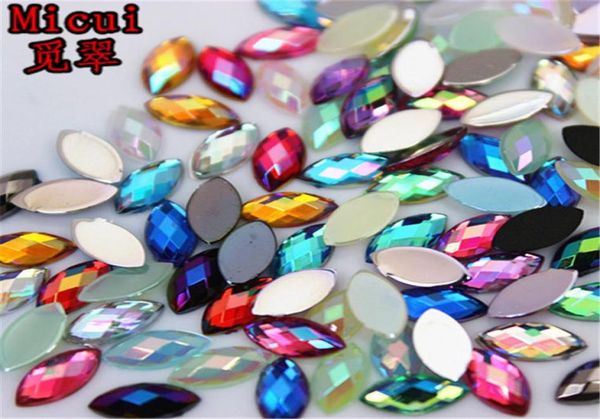 

micui 500pcs 48mm mix color horse eye rhinestones flat back acrylic gems crystal stones non sewing beads for diy clothes zz7301339829, Black