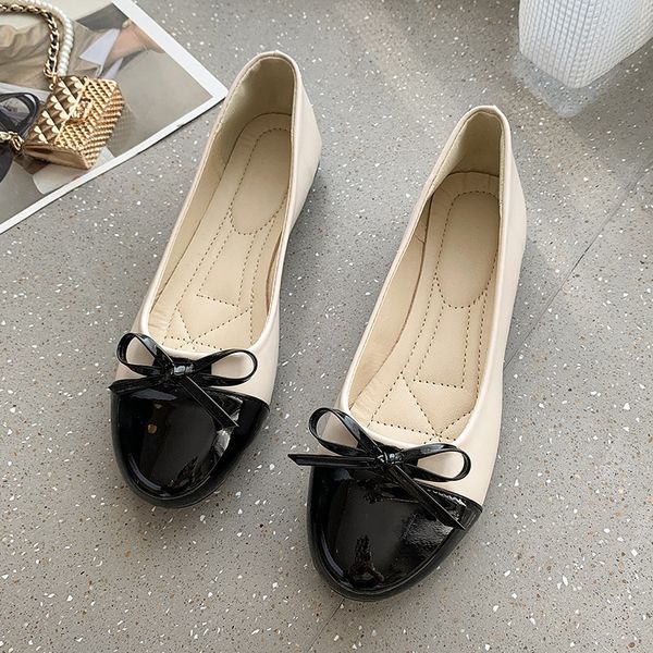 

sandals fashion ballerina flat round toe shoes for woman comfortable slipon bowknot ladies mother zapatillas mujer 230711, Black