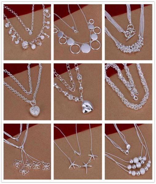 

new design mix style 9pcslot pretty cute jewelry lovely 925 sterling silver fashion different necklace beautiful jewelry2979555