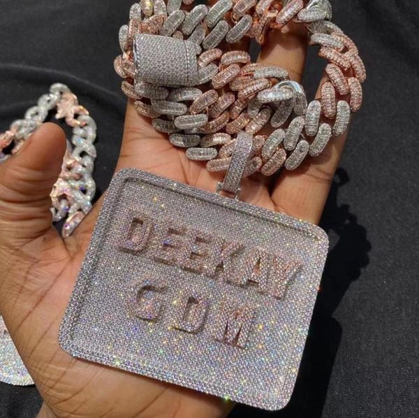 

super bling iced out gold plated full cz custom letter name pendant necklace mens hip hop bling jewelry gift with 3mm 24in8318258, Silver