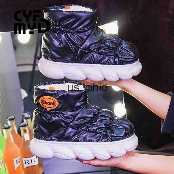

slippers winter warm cotton slipper for men outdoor high waterproof down cloth vamp men snow boots thick sole plush men's slippers j230, Black