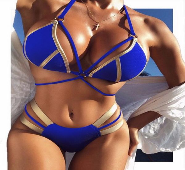 

2020 new bikini goldstamped swimming suit three points explosive swimming suit split ladies stitching sports swimwear flexib5098218