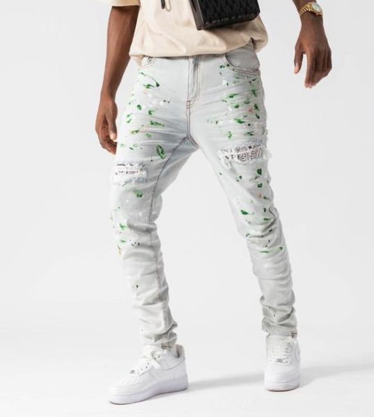 

men039s designer jeans cashew pattern premium fashion pants miri hip hop street style 30401332465, Blue