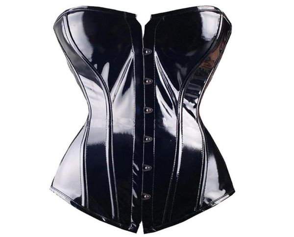 

bustiers corsets women pvc overbust waist corset steampunk bustier trainer body shaper banquet party leather slimming c3240222, Black;white