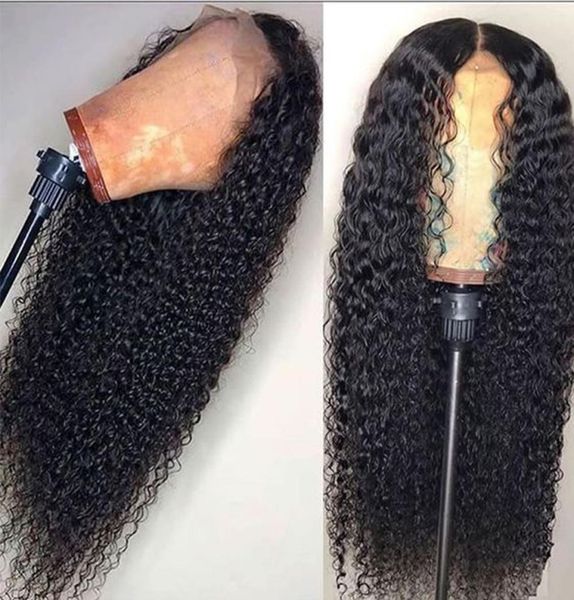 

13x4 lace front human hair wig with baby hair pre plucked deep wave wig brazil brazilian curly human hair wig4207717, Black