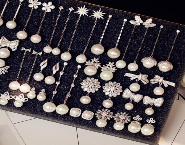 

luxury vintage flower cubic zirconia stone simulated earrings with pearl long drop women bridal jewelry chandelier earrings c190415110051, Golden