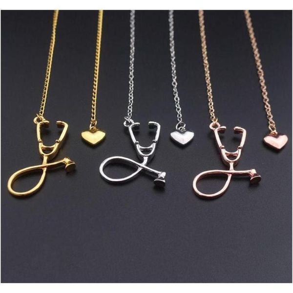 

new fashion medical jewelry alloy i love you heart pendant necklace stethoscope necklace for nurse doctor jewelr sqcakk queen663138481, Silver