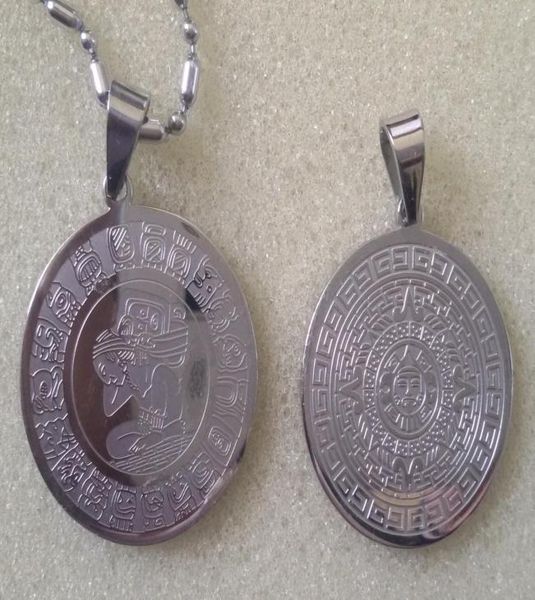 

american mexico fashion 316l stainless steel mayan coin pendant mayan prophecy commemorative coin aztec calendar metal pendantfr1453582, Silver
