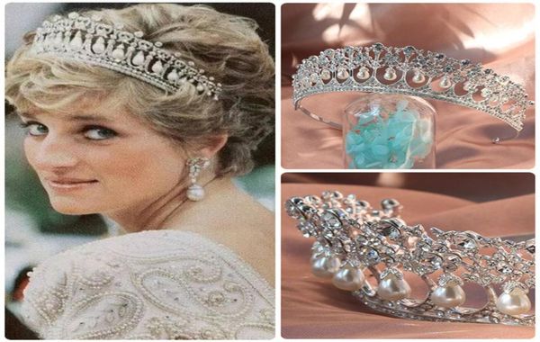 

vintage wedding bridal pearl crown tiara crystal rhinestone headband hair accessories band headpieces princess queen party jewelry6507034, Silver