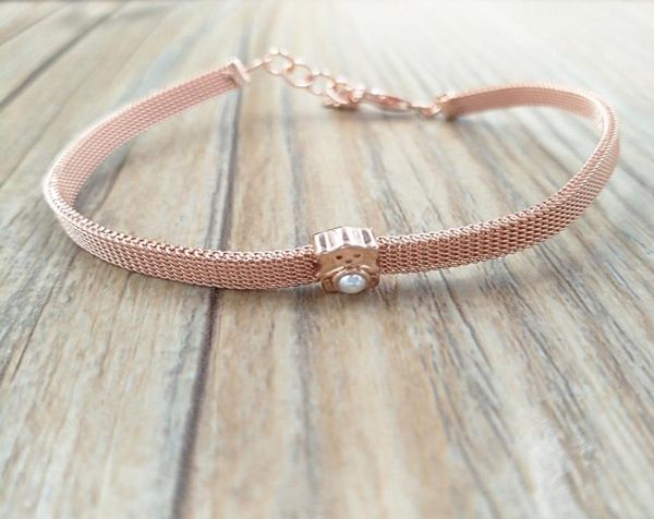 

rose gold vermeil real sisy bracelet with pearl authentic 925 sterling silver bracelets fits european baer jewelry style gift andy6674094, Golden;silver