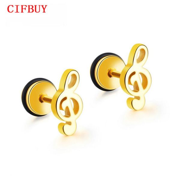 

cifbuy music note stud earrings for women trendy style gold blacksilver color female ladies party daily jewelry ge4182528865, Golden;silver