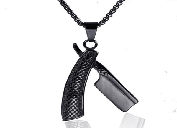 

pendant necklaces fashionable retro hiphop barber scraper shape jewelry necklace for men highquality friends chain 2021 trend9355884, Silver