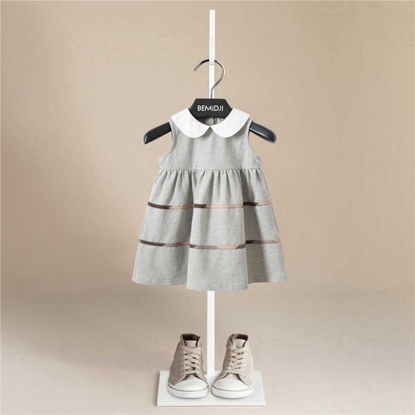 

girl's dresses brand design summer doll collar baby girls dresses kids sleeveless striped british style a-line princess dresses for gir, Red;yellow