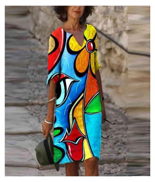 

dresses for women sleeveless v neck retro printed middle aged and elderly women039s casual midi dress shirt summer 2104216480245, Black;gray