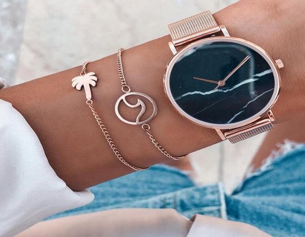 

fashion jewelry metal alloy wave coconut tree double layer bracelets charms bracelet s3348790577, Black