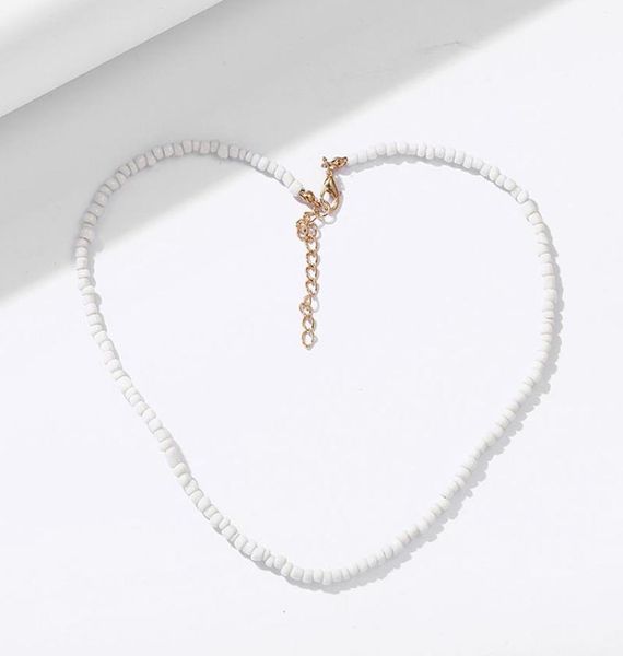 

chokers simple white natural stone beads chain necklaces for women female short beaded clavicle chains choker necklace jewelry ket8717144, Golden;silver