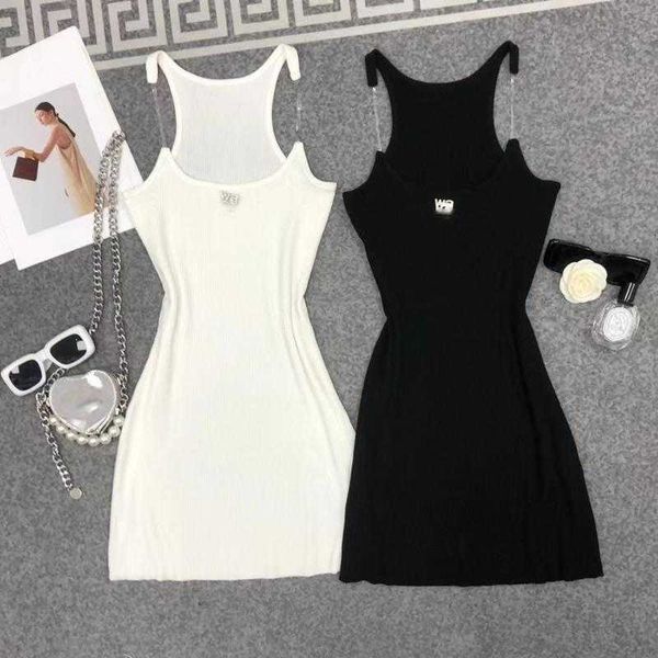 

paris runway dresses luxury designer dress women hip wrap mini skirt aw letter diamond inlaid slip dress fashion elastic short skirts, Black