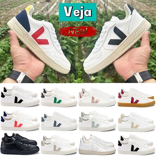 

veja luxury designer shoes paris campo chromev10 leather mens sneaker triple black white green almond marsala natural low casual sneakers wo