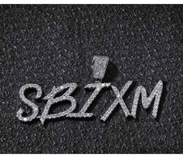 

az hiphop custom name cursive writing initial letters pendant with 24inch rope chain gold silver bling zirconia men jewelry kp4z56596638