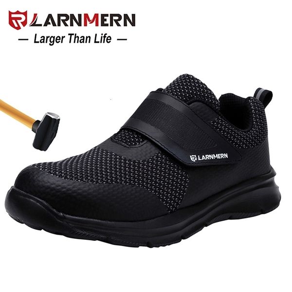 

dress shoes larnmern men s safety steel toe construction protective footwear lightweight 3d shockproof work sneaker for men 230711, Black