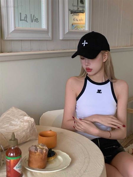 

2023 spring/summer new style slim fit contrast color tank for women, White