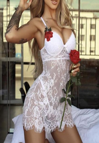 

costumes plus size lingerie embroidery lace strap night dress womens nightie cross tie backless nightgown perspectiv9440664, Black