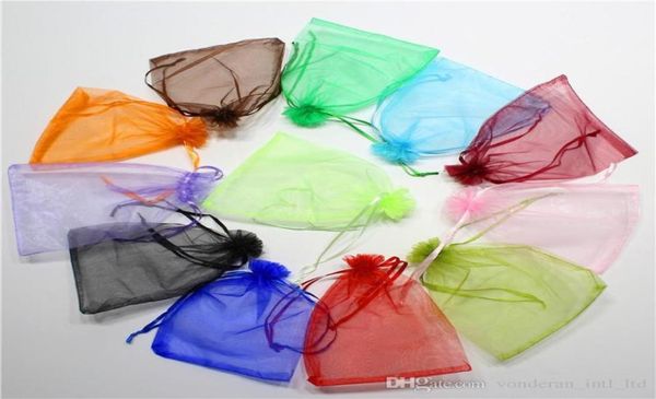 

1015cm gift bags organza drawstring bags whole candy jewelry package muliti colors 200pcs whole3417488, Pink;blue