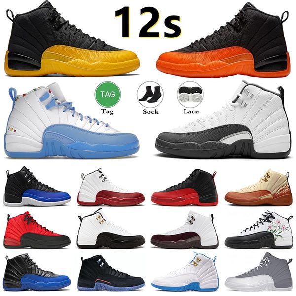

mens 12 og basketball shoes utility 12s reverse flu game royal taxi michigan brilliant orange indigo gamma blue twist ovo white men trainers