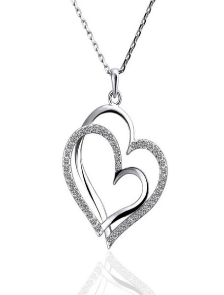 

gift white gold white crystal jewelry necklace for women dgn498heart 18k gold gem pendant necklaces with chains2842577, Silver