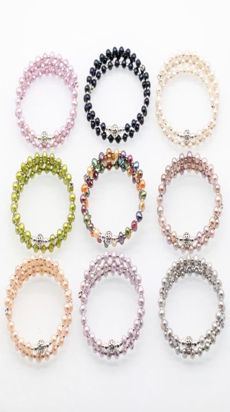 

love wish pearl wrap bracelet freshwater cultured dyed color pearl bangle adjustable pearl beads bracelet jewelry for women6691120, Black