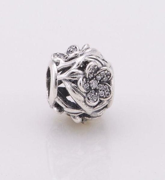 

100 925 sterling silver openwork floral bead with paveset cubic zirconia fits european jewelry charm bracelets5855723, Black