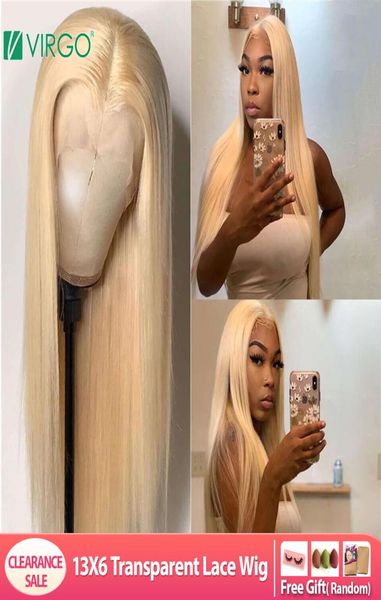 

virgo blonde lace front human hair wigs remy 150 density brazilian straight hair 13x6 transparent lace wigs 613 blonde hair wig6591819, Black;brown