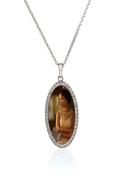 

pendants fashion sublimation with drill blank ellipse necklaces ovalshaped women necklace pendant jewelry new arrival gv8h3217152, Silver