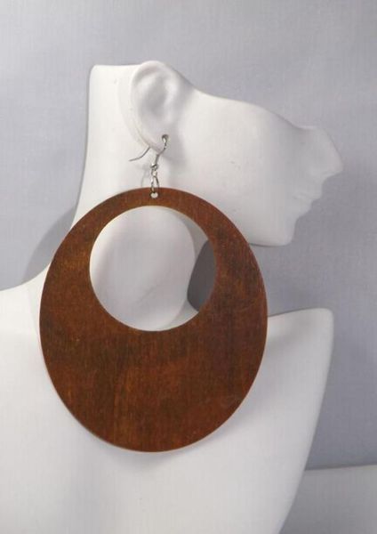 

5pairslot dangle big size 4 inch oval flat wooden earrings can mixed 4 colors3949539, Silver