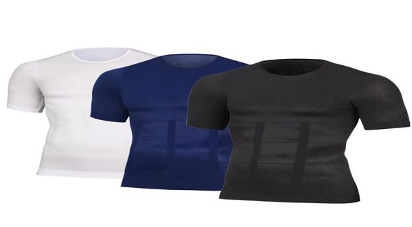 

skinny shaper body building fat burn chest tummy shirts corset male corrector compression posture vest6931259, Black;brown