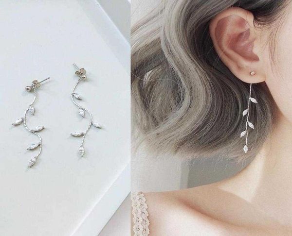 

charm new silver needled willow leaf earrings women039s simple temperature long tassel earrings women039s fashion jewelry gi3331706, Golden