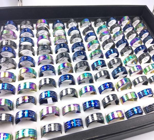 

cross prayer stainless steel rings fashion jewelry ring mixed random style4935124, Silver