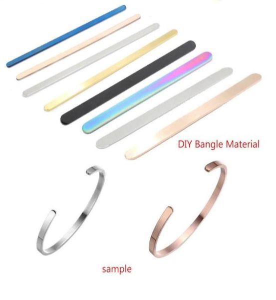 

2019 new rose gold silver 152mm length stainless steel bar straight line blank bracelet cuff mantra bangle material 10pcslot8429219302421, Black