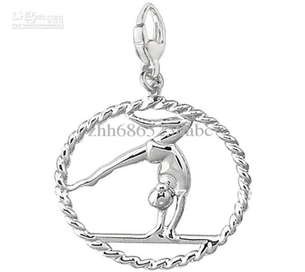 

new arrival gymnastics girl on balance beam circle charms pendant for jewelry making69198236165019, Silver