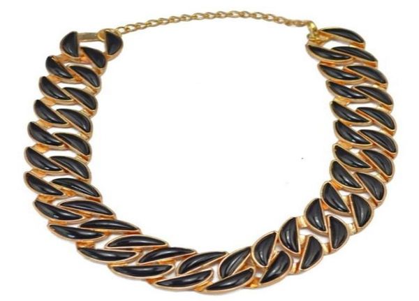 

europe style gold plated metal pink green black resin gem llink chain choker ecklaces 6 n16211588990, Golden;silver