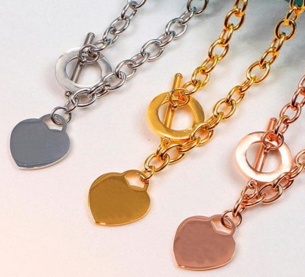 

heart necklace womens stainless steel love couple pendant blue pink green red jewelry on the neck valentine day gift for girlfrien5559463, Silver