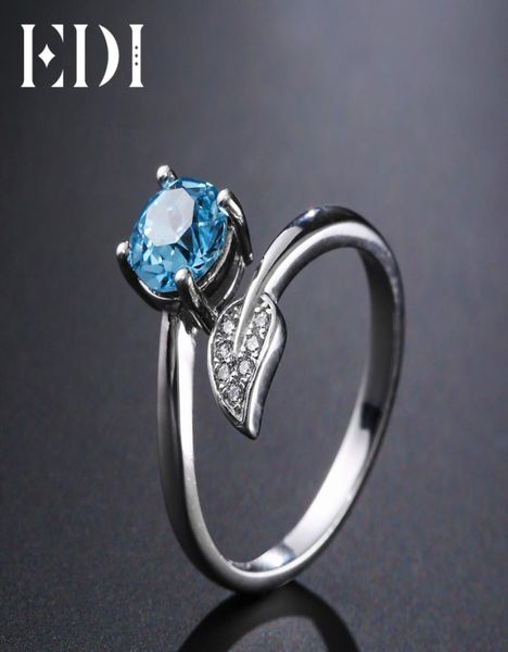 

edi natural blue z gemstone pure 925 sterling silver ring for women leaf shape 6mm round fine jewelry y18927045062566, Slivery;golden