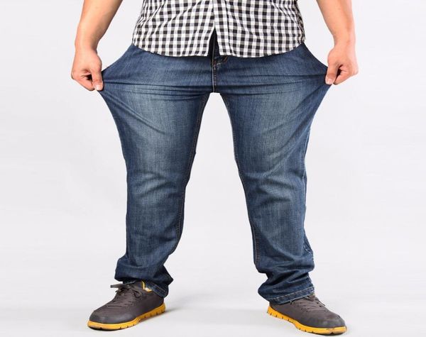 

wholebrand men plus big size pants 38 40 42 44 46 48 50 52 mens high stretch big and tall large trouser loose jeans for men8144815, Blue