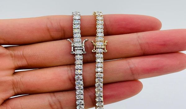 

lotusmaple solid 10k white yellowrose gold moissanite tennis necklace chain full setting color d clarity fl diamond pass test wi3190045, Black