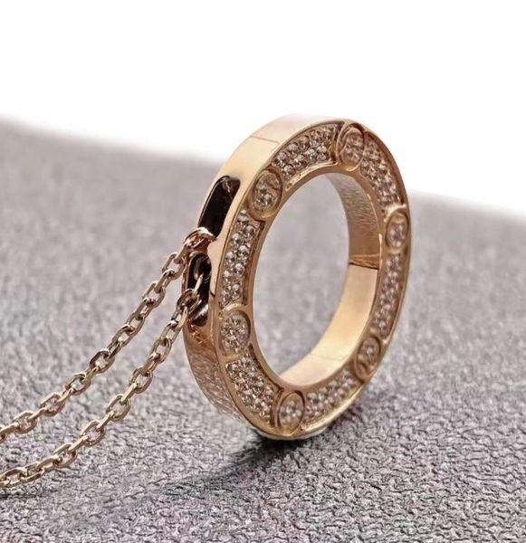 

designer love diamond necklace long necklaces for women fashion jewelry chirstmas gift luxury titanium pendants lovers chain round1664672, Silver