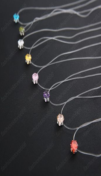 

teardrop torques 2020 transparent fishing line jewelry golden necklace torques clavicle invisible woman necklace8849379, Silver