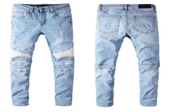 

luxurys designer mens design jeans blue wrinkle zipper vintage fashion men pants slimleg motorcycle biker hip hop pant w28w409626304